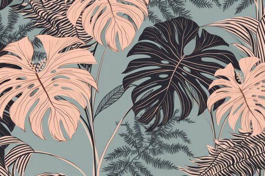 Fototapeta Monstera outdoors pattern nature.