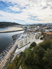 Naklejka premium The view of San Sebastian Donostia city from Mountain Urgull, the Basque country, Spain