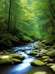 Obraz premium Autumn's Whispering Woods. Mystic Forest at Dusk