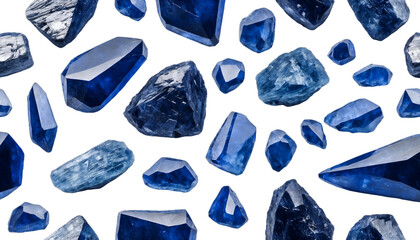 Fototapeta premium raw blue Safire gemstone isolated on white background 