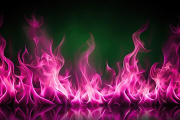 Fototapeta premium Close-Up Abstract pink flames on a dark green background