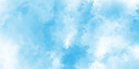 Horizon Spring Morning Sky with clouds, fresh and clear Blue sky and white clouds floated in the sky, there are small and large clouds alternating and moving slowly on blue sky.