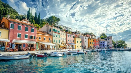 Obraz premium Charming Waterfront District with Colorful Buildings