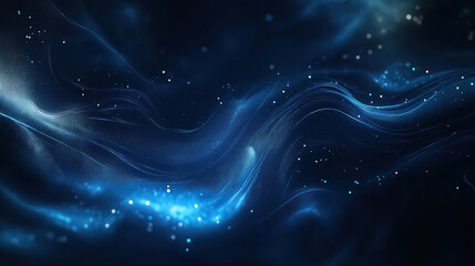 Fototapeta premium An abstract background featuring dark blue tones with glowing particles scattered throughout