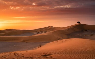 Golden Sand Dunes at Sunset &ndash; Stunning Desert Landscape