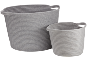 two laundry basket gray cut out isolated transparent background