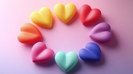 Obraz premium Colorful Heart Arrangement on Gradient Background