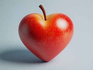 Red Heart-Shaped Apple on Soft Background