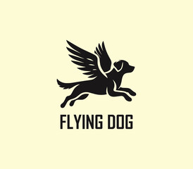 Dog with wings logo design. Flying dog logo. superhero dog animal logo template. Modern dog logo vector