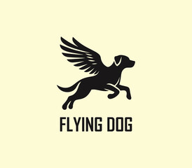 Dog with wings logo design. Flying dog logo. superhero dog animal logo template. Modern dog logo vector