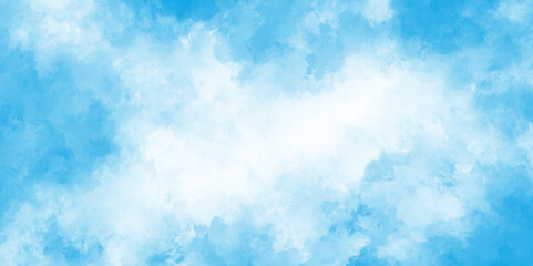 Horizon Spring Morning Sky with clouds, fresh and clear Blue sky and white clouds floated in the sky, there are small and large clouds alternating and moving slowly on blue sky.