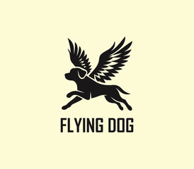 Obraz premium Dog with wings logo design. Flying dog logo. superhero dog animal logo template. Modern dog logo vector