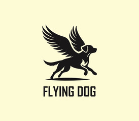 Obraz premium Dog with wings logo design. Flying dog logo. superhero dog animal logo template. Modern dog logo vector