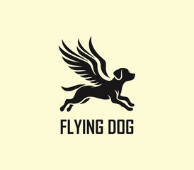 Obraz premium Dog with wings logo design. Flying dog logo. superhero dog animal logo template. Modern dog logo vector
