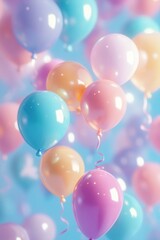 Colorful Balloons Floating in a Soft Background