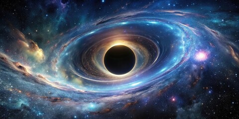 A mesmerizing image of a black hole in the universe surrounded by distant galaxies, space, astronomy, cosmic, galaxy