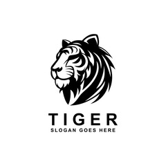 Tiger Logo Design Vector illustration. Tiger head logo vector illustration. Tiger heads black and white vector.