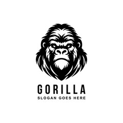 Gorilla Logo Design Vector Illustration. gorilla head logo vector illustration. Gorilla heads black and white vector.