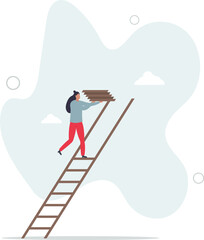 Build ladder of success, develop stair to improve opportunity, career path or job achievement,flat design with people. © Oleg