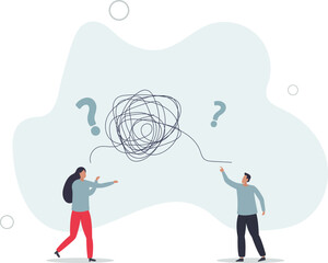 Communication problem, misunderstanding or confusion, mess or chaos communicate,flat design with people.