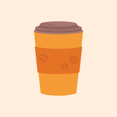 Cute illustration of an autumn cup of coffee with a pattern on a light background
