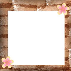  brown brick wall square frame decorated with flower