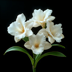 Fototapeta premium A delicate close-up of a blooming cattleya orchid in a spring garden, showcasing the beauty of nature with its bright petals .