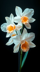 Naklejka premium A delicate close-up of a blooming cattleya orchid in a spring garden, showcasing the beauty of nature with its bright petals .