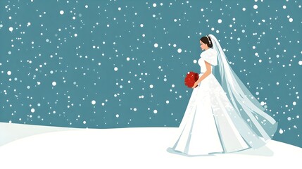 Winter Wonderland Wedding Bride in Snowy Landscape