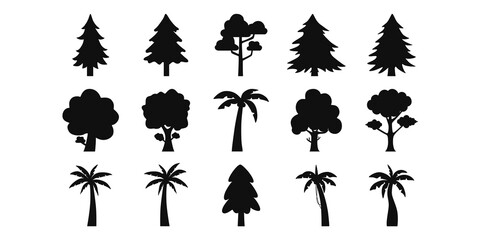 Flat Tree Silhouette Set