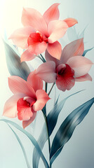 A delicate close-up of a blooming cattleya orchid in a spring garden, showcasing the beauty of nature with its bright petals .