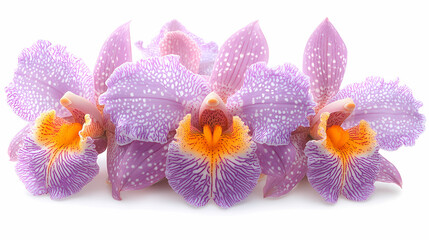 Obraz premium A delicate close-up of a blooming cattleya orchid in a spring garden, showcasing the beauty of nature with its bright petals .