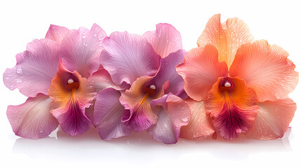 Obraz premium A delicate close-up of a blooming cattleya orchid in a spring garden, showcasing the beauty of nature with its bright petals .