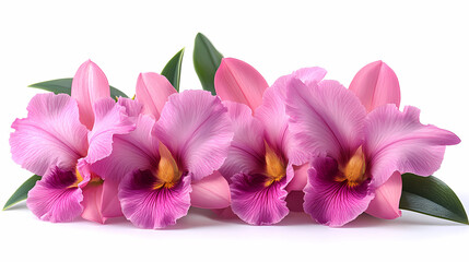 Obraz premium A delicate close-up of a blooming cattleya orchid in a spring garden, showcasing the beauty of nature with its bright petals .