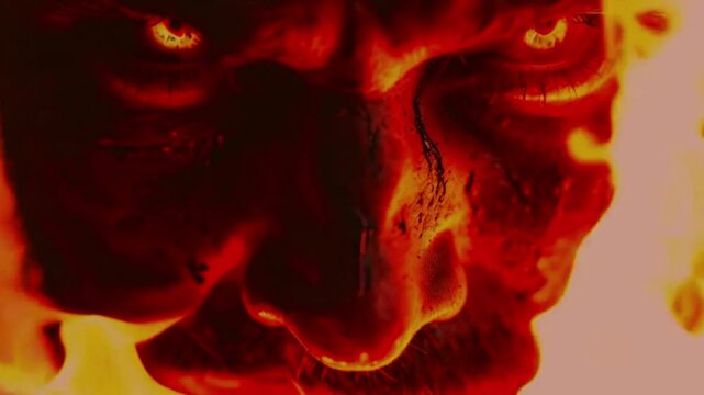 burning flames , Man , Fire in Eye , Devil Mood , Evil , Fire  on Face , Fire Video