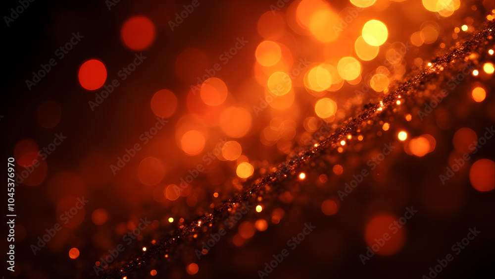 Poster Abstract lights shimmer in red, gold, and black, creating a visually striking background with scattered glitter.