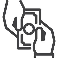 Simple vector giving money outline icon on white background