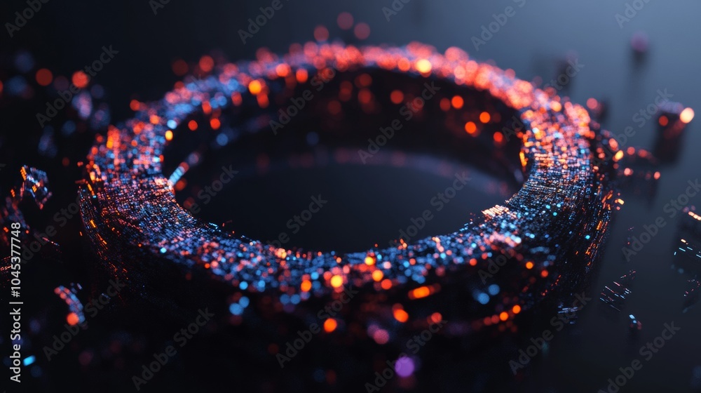 Aufkleber 3d digital tech circle. big data concept on dark background