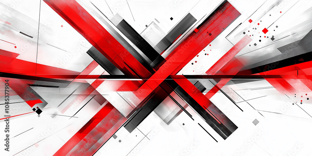 Poster abstract red black and white geometric shapes background design
