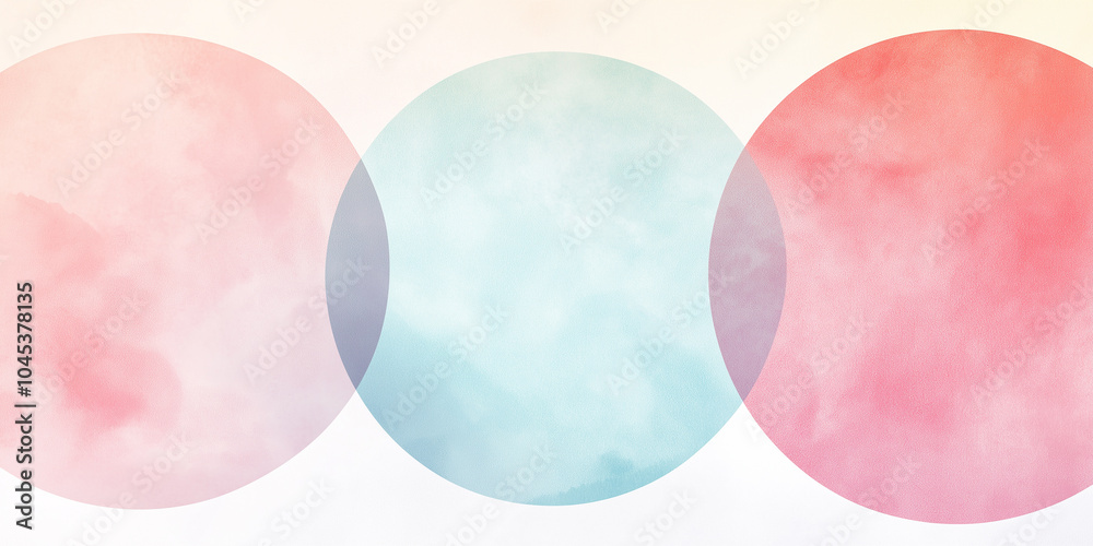 Aufkleber watercolor painting forming three overlapping circles with abstract design