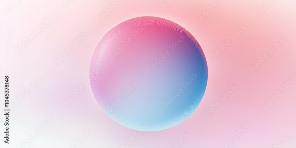 Poster Soft pink and blue sphere is floating on a pastel gradient background