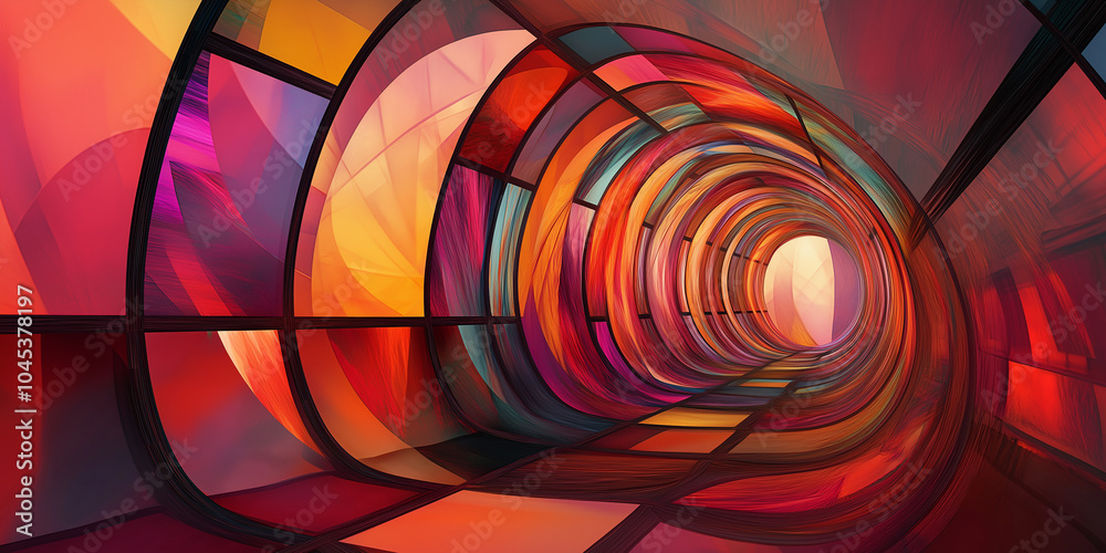 Aufkleber abstract colorful tunnel is leading to the light at the end