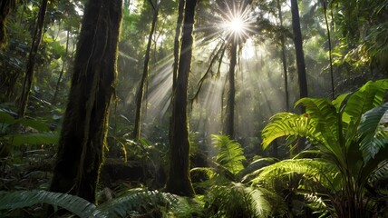 Naklejka premium tropical forest in the morning