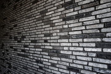 Block wall backdrop, wall art design. Brick surface. Wall with brick texture for banner. Texture of stone wall. Brickwork background for design.