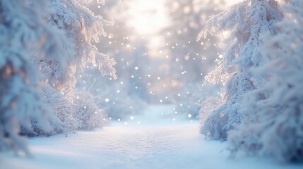 cold snowy blurred winter landscape background
