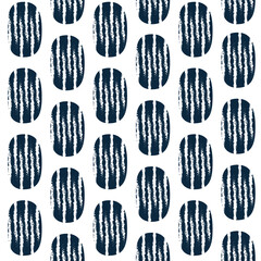 Hand-Drawn Textured Blue Oval Pattern with Vertical Stripes