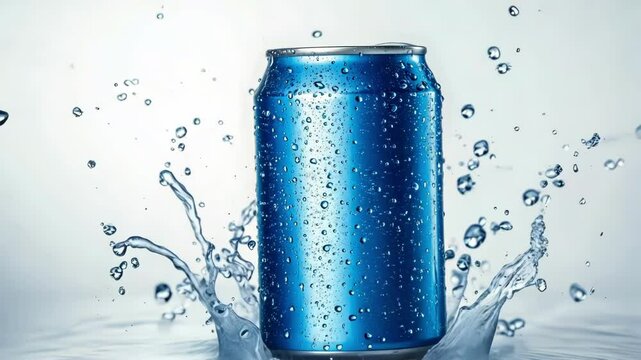 Soda Can with Splashing Water