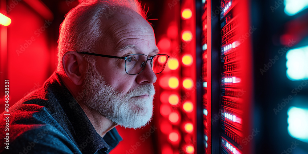 Poster Senior it engineer analyzing server status in data center