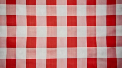 Fototapeta premium Red and White Gingham Pattern: A classic, timeless gingham pattern in vibrant red and white. Perfect for creating a cheerful and inviting atmosphere. 