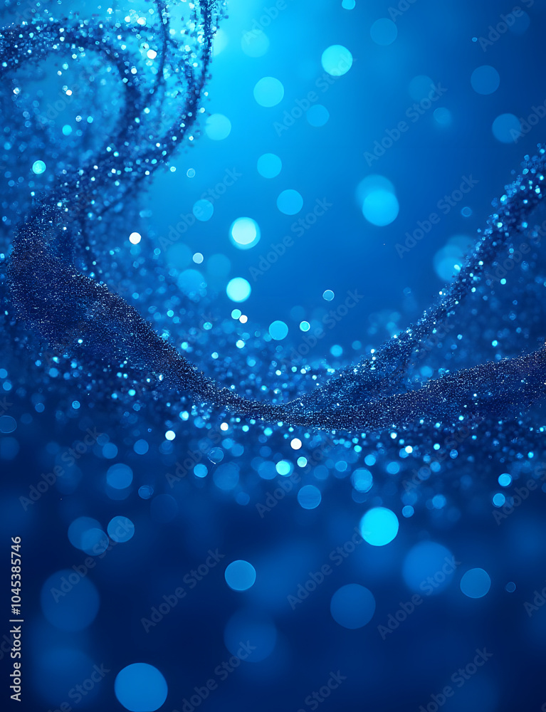 Poster A blue sparkly glittered background is visually striking with an abstract design element.